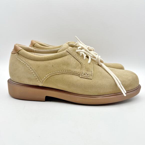 SAS Mens Ambassador Lace Up Oxford Shoes US 8.5 Wide Tan Leather EUC - Picture 3 of 14
